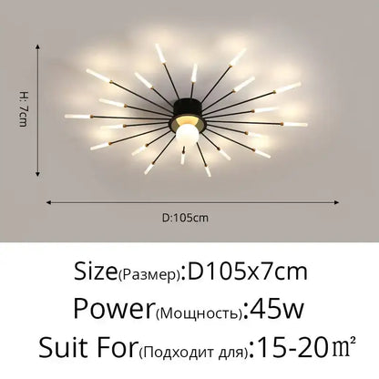 Modern gold starburst led chandelier bedroom lighting fixture