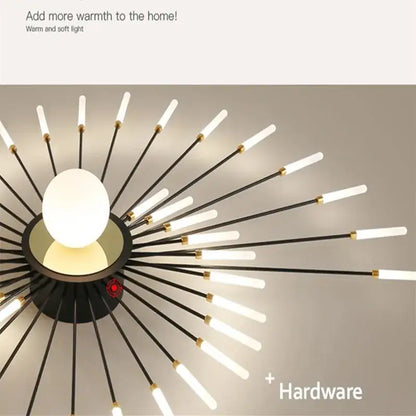 Modern gold starburst led chandelier bedroom lighting fixture