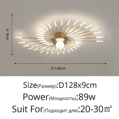 Modern gold starburst led chandelier bedroom lighting fixture
