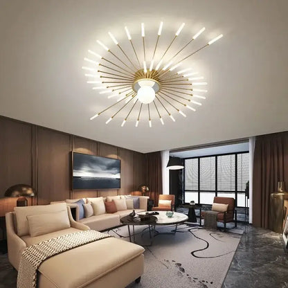 Modern gold starburst led chandelier bedroom lighting fixture