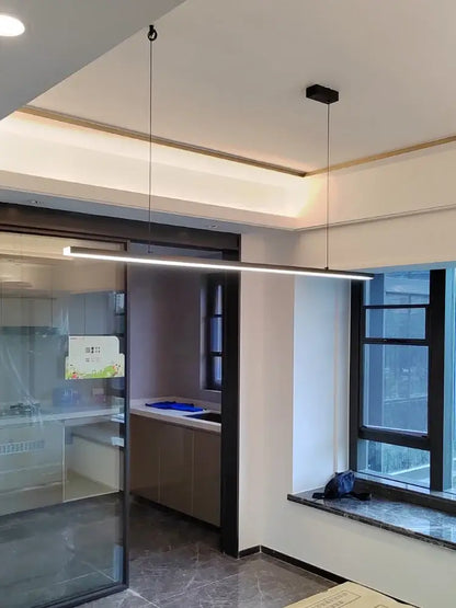 Minimalist black linear led chandelier dining room light