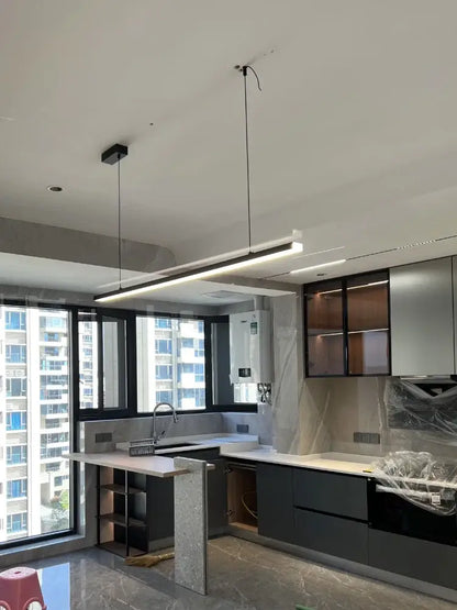 Minimalist black linear led chandelier dining room light