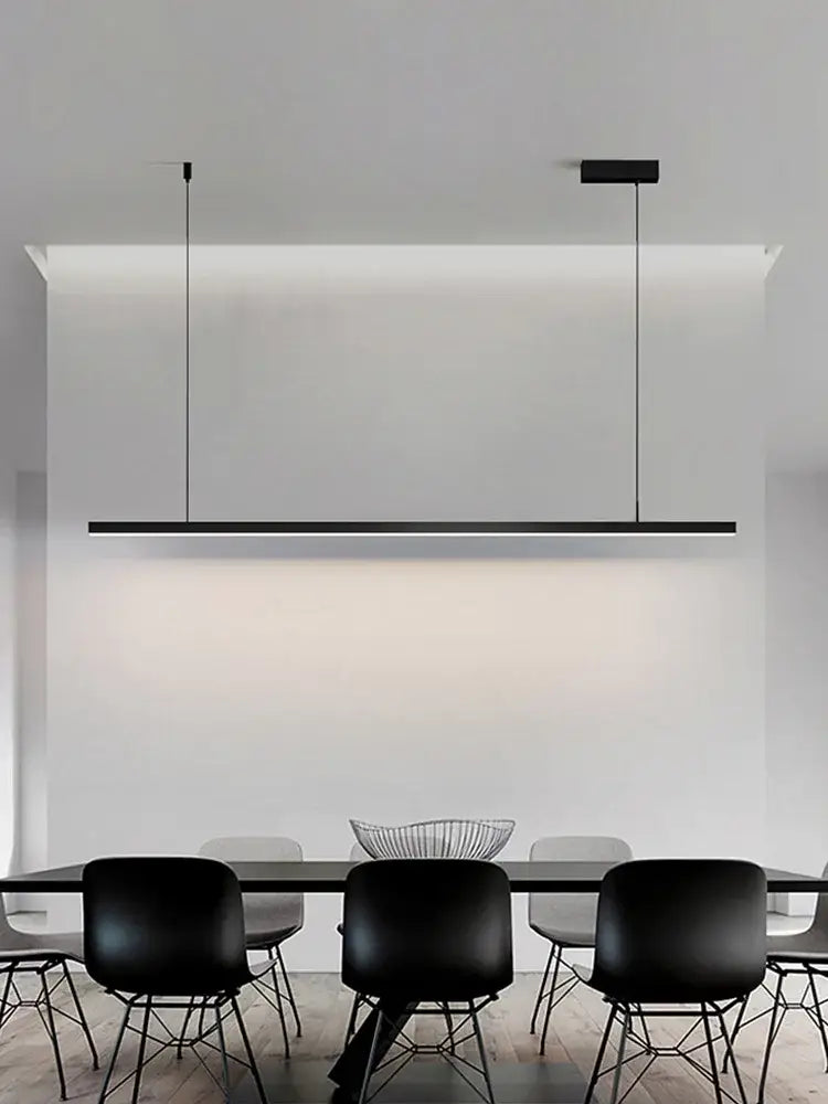 Minimalist black linear led chandelier dining room light