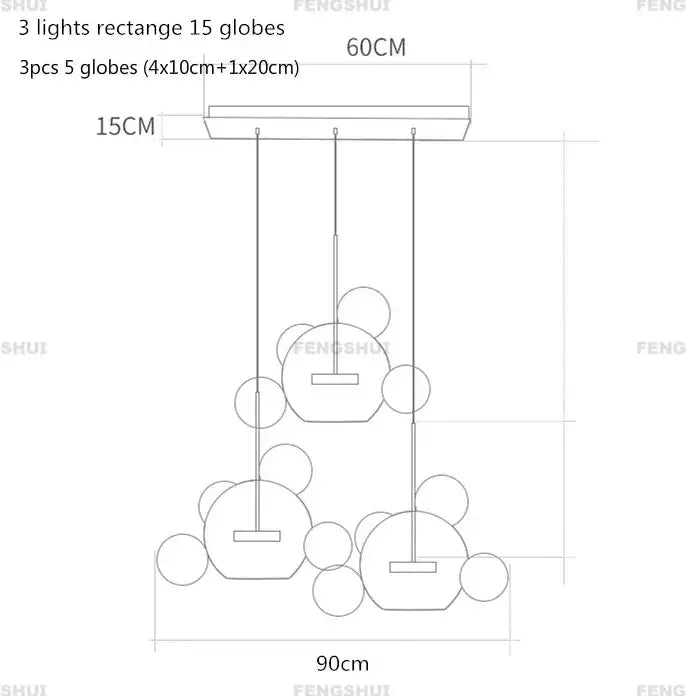 Modern nordic decor bubble ball led chandelier for dining room