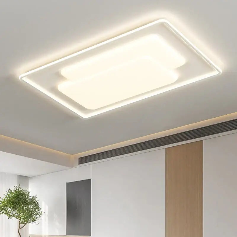 Modern rectangular white led chandelier light for living room