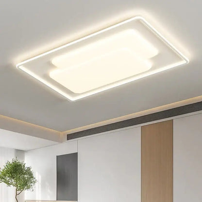 Modern rectangular white led chandelier light for living room