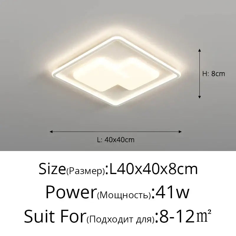 Modern rectangular white led chandelier light for living room