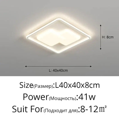 Modern rectangular white led chandelier light for living room