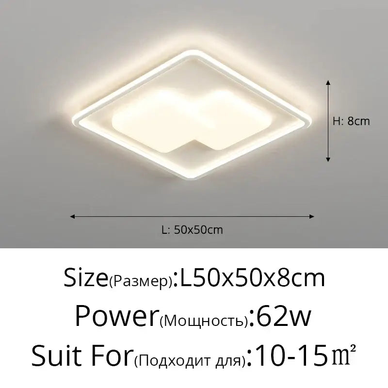 Modern rectangular white led chandelier light for living room