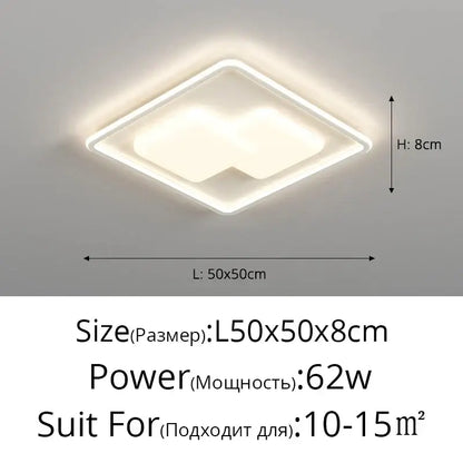 Modern rectangular white led chandelier light for living room