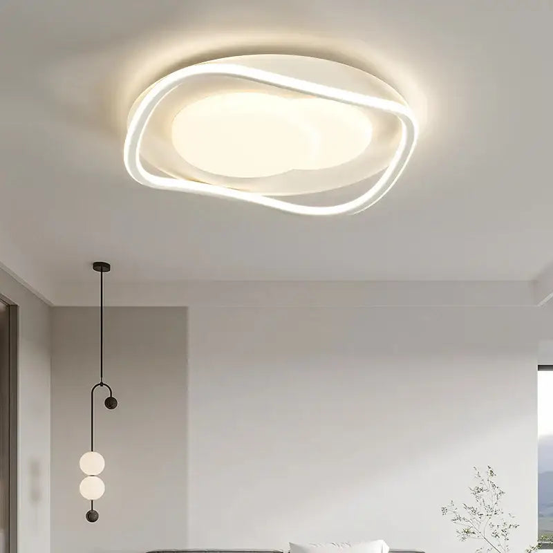 Modern rectangular white led chandelier light for living room