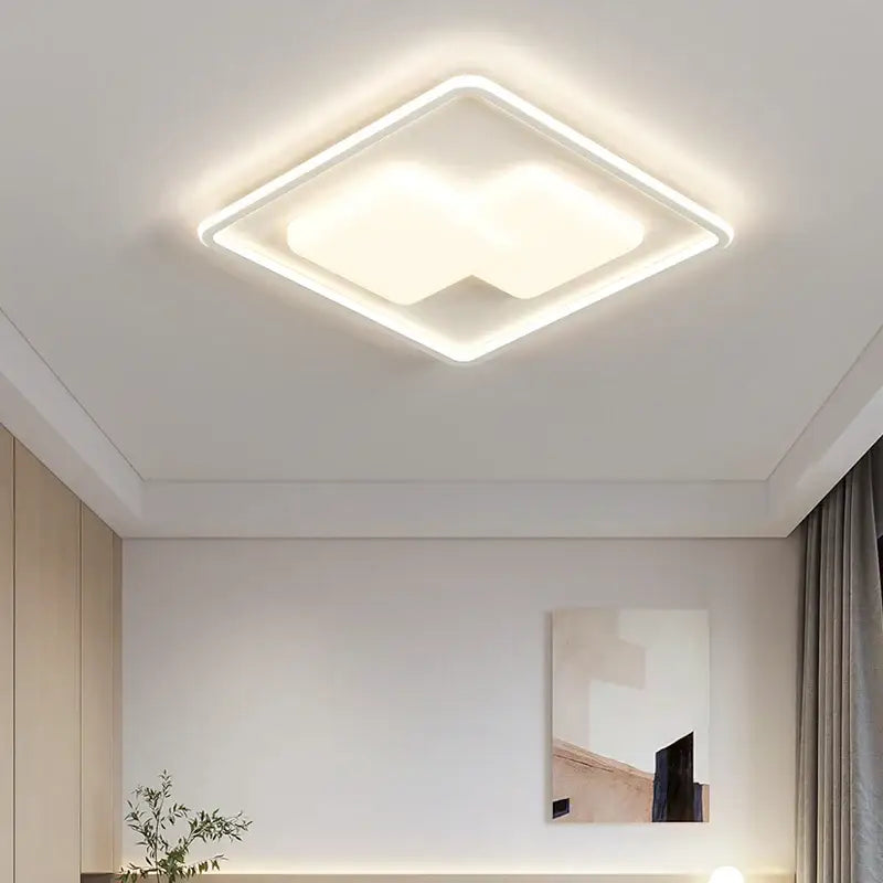 Modern rectangular white led chandelier light for living room
