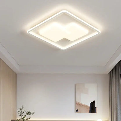 Modern rectangular white led chandelier light for living room