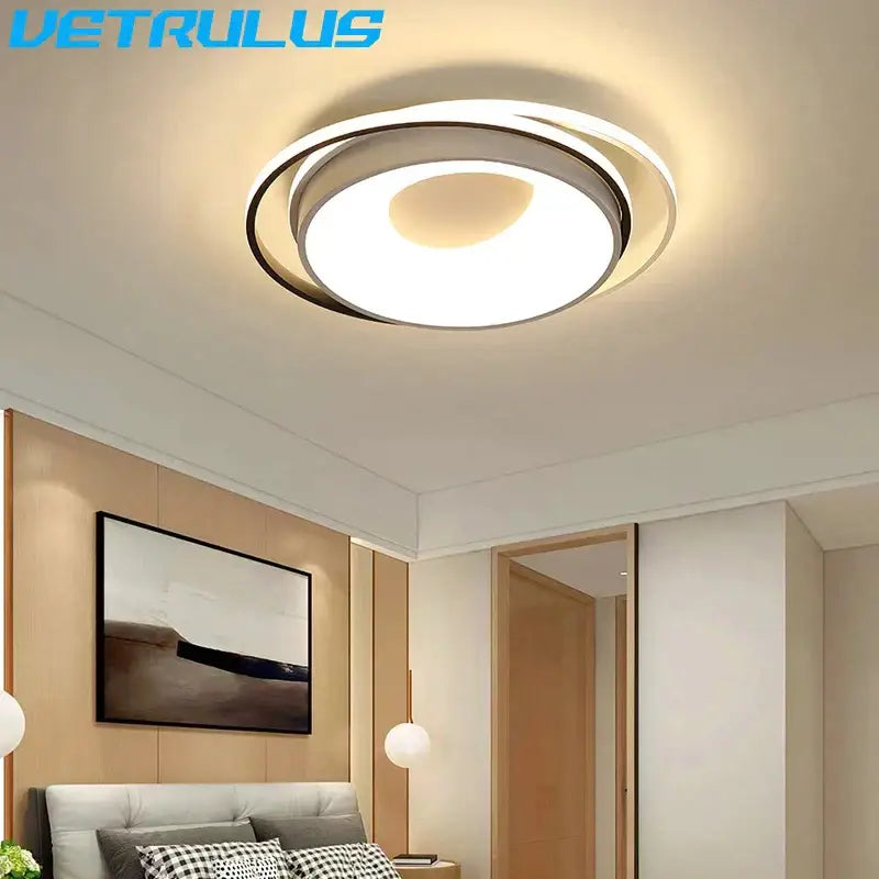 Modern black & white led chandelier light for living room