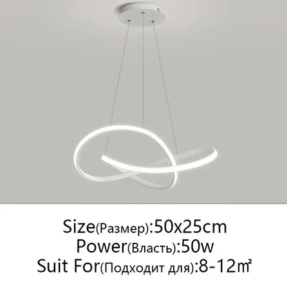 Modern black & white infinity led chandelier light dining room pendant