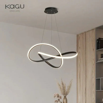 Modern black & white infinity led chandelier light dining room pendant