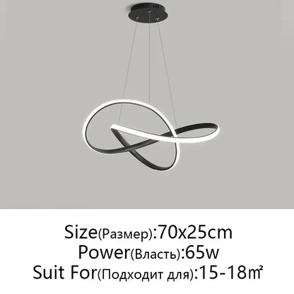 Modern black & white infinity led chandelier light dining room pendant