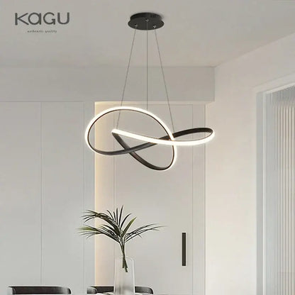 Modern black & white infinity led chandelier light dining room pendant