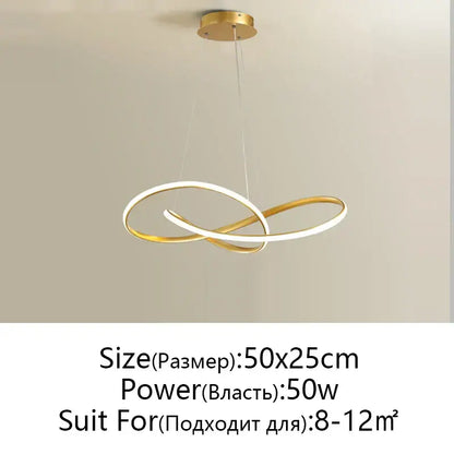 Modern black & white infinity led chandelier light dining room pendant