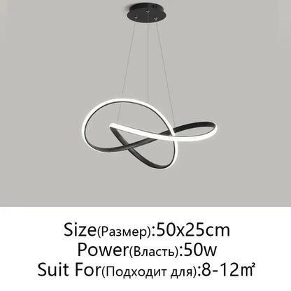 Modern black & white infinity led chandelier light dining room pendant