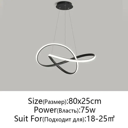 Modern black & white infinity led chandelier light dining room pendant
