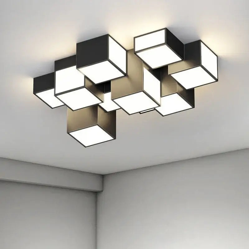 Modern white geometric led chandelier for living room
