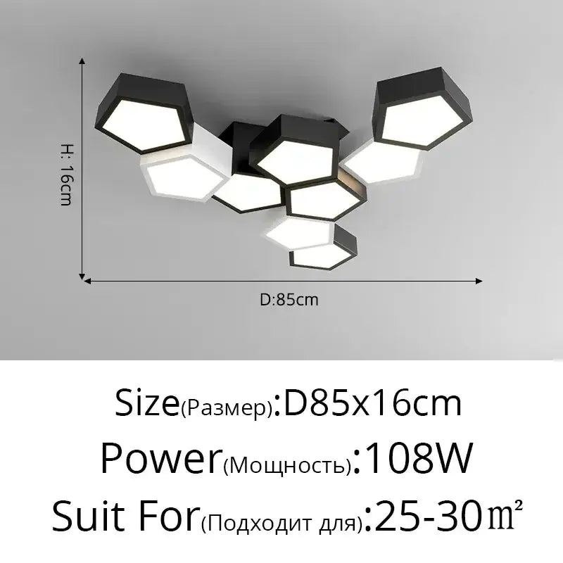 Modern white geometric led chandelier for living room
