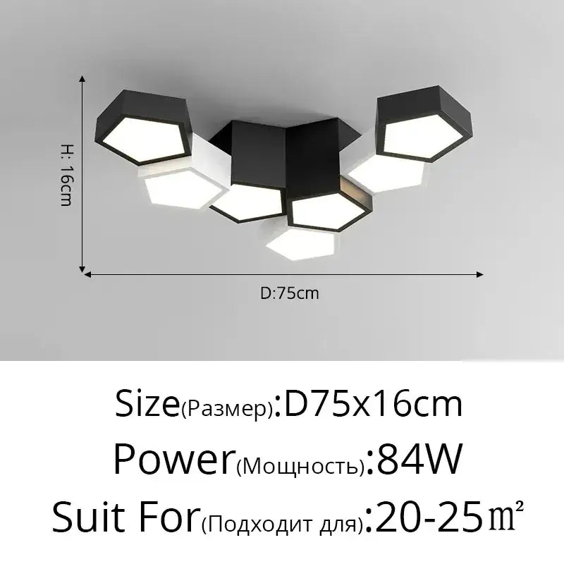 Modern white geometric led chandelier for living room