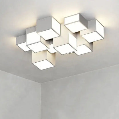 Modern white geometric led chandelier for living room