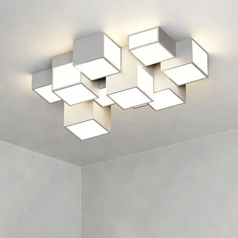 Modern white geometric led chandelier for living room