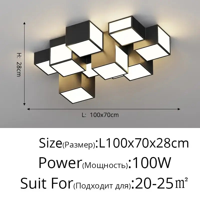 Modern white geometric led chandelier for living room