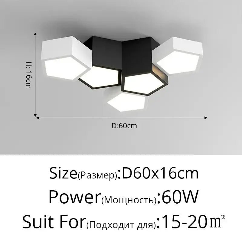 Modern white geometric led chandelier for living room