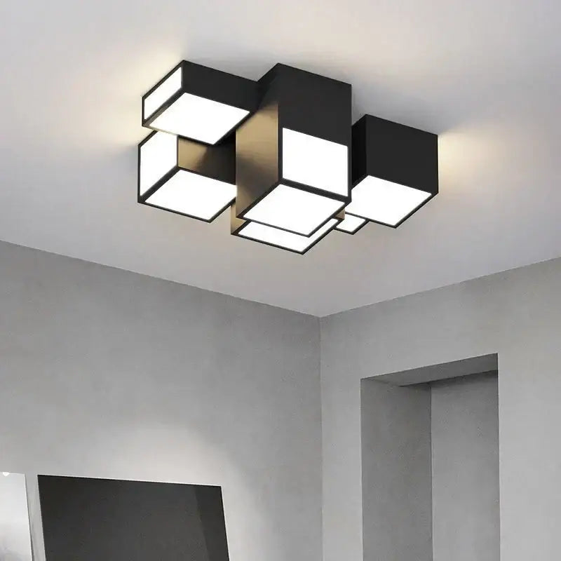 Modern white geometric led chandelier for living room