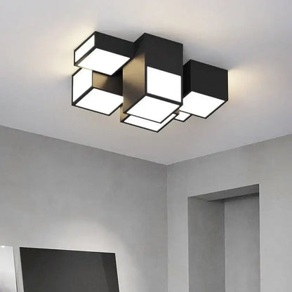 Modern white geometric led chandelier for living room