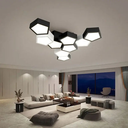 Modern white geometric led chandelier for living room