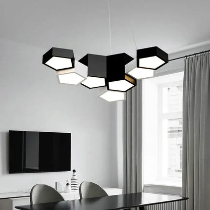 Modern white geometric led chandelier for living room
