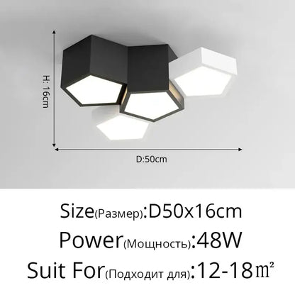 Modern white geometric led chandelier for living room