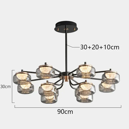 Modern minimalist black led chandelier dining room light