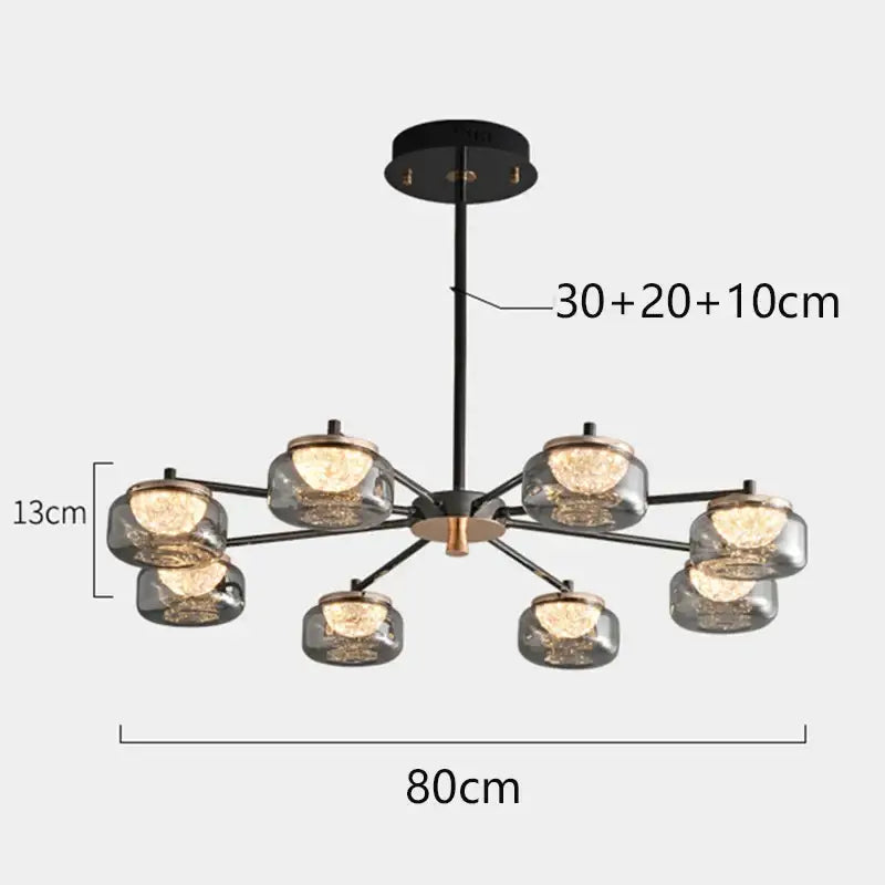 Modern minimalist black led chandelier dining room light
