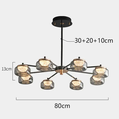Modern minimalist black led chandelier dining room light