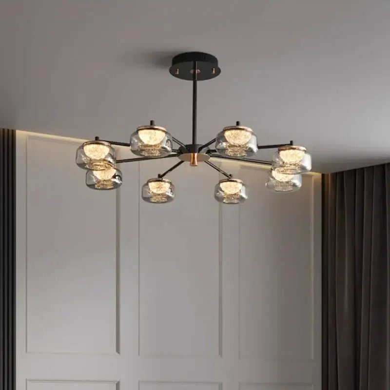 Modern minimalist black led chandelier dining room light