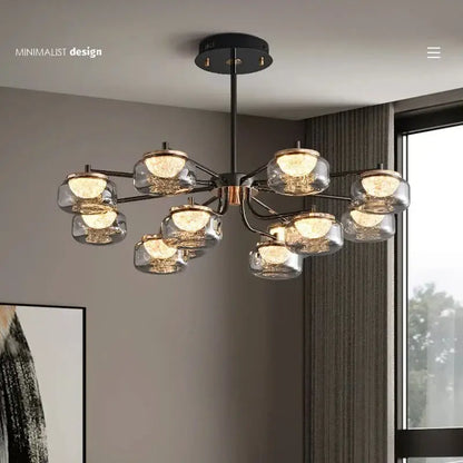 Modern minimalist black led chandelier dining room light