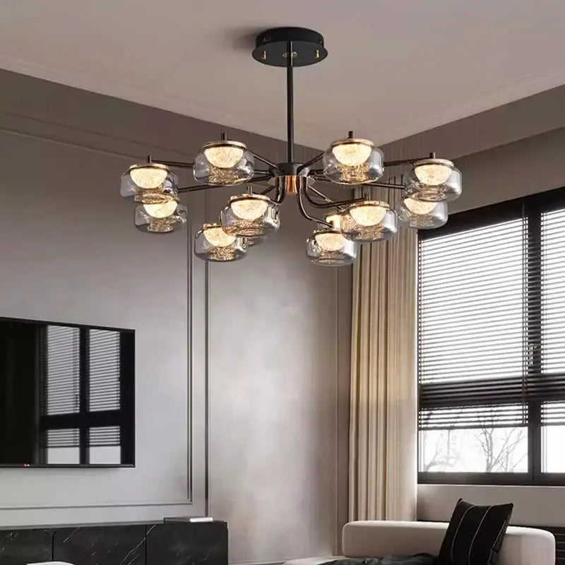 Modern minimalist black led chandelier dining room light