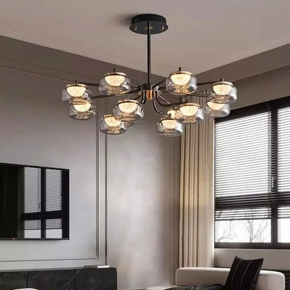 Modern minimalist black led chandelier dining room light
