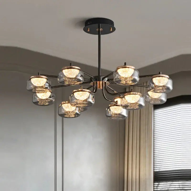 Modern minimalist black led chandelier dining room light