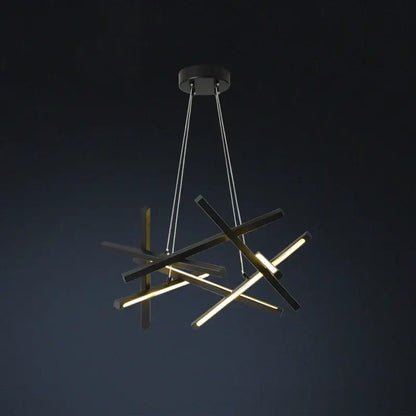 Modern gold rectangular led chandelier lighting – living room