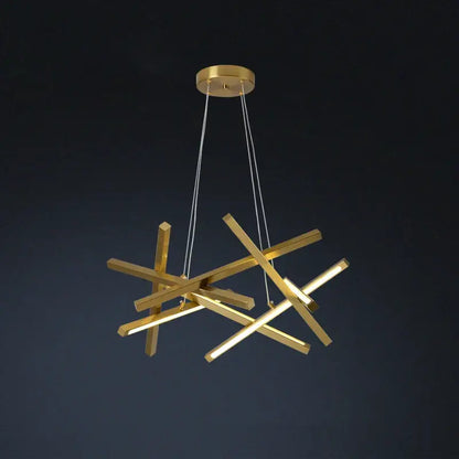 Modern gold rectangular led chandelier lighting – living room