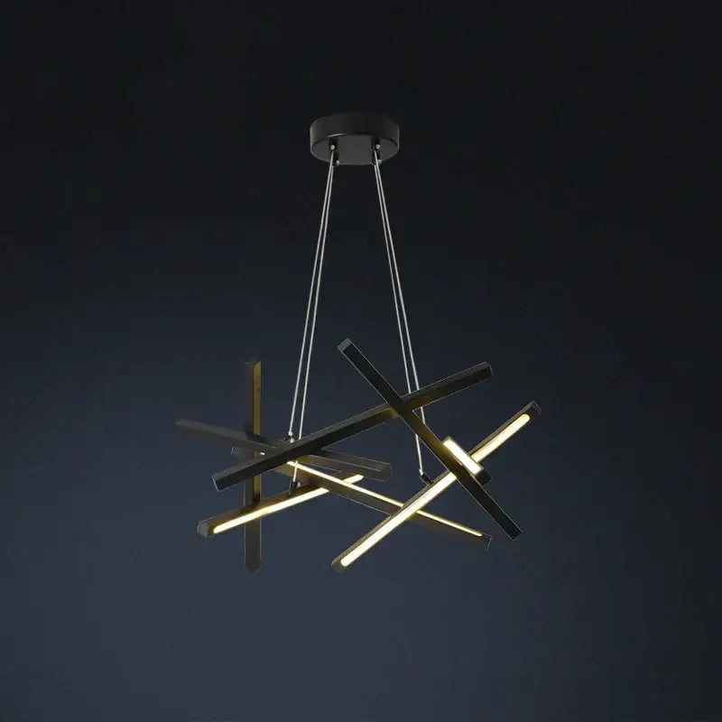 Modern gold intersecting rectangular led chandelier living room