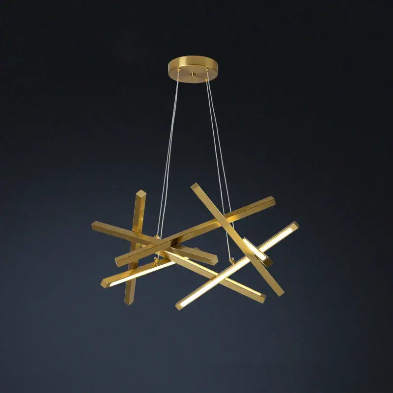 Modern gold intersecting rectangular led chandelier living room