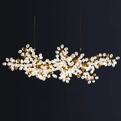 Gold frosted glass blossom led chandelier dining room